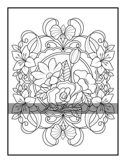 100 Flowers: an Adult Coloring Book with Bouquets, Wreaths, Swirls, Patterns, De