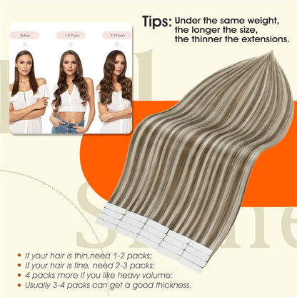 Tape in Extensions Invisible Skin Weft Straight Hair Remy Human Hair Extensions