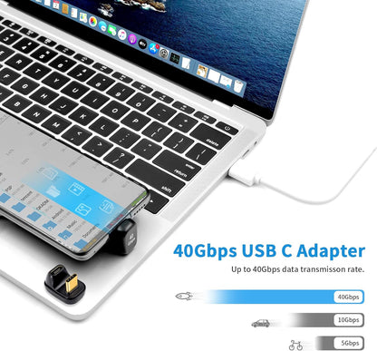 180 Degree USB C Adapter 40Gbps, 100W, 8K@60Hz, USB C Female to Male Extender Ad