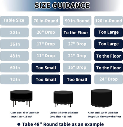 6 Pack round White Table Cloths 120 Inch for round Tables, Stain and Wrinkle Res