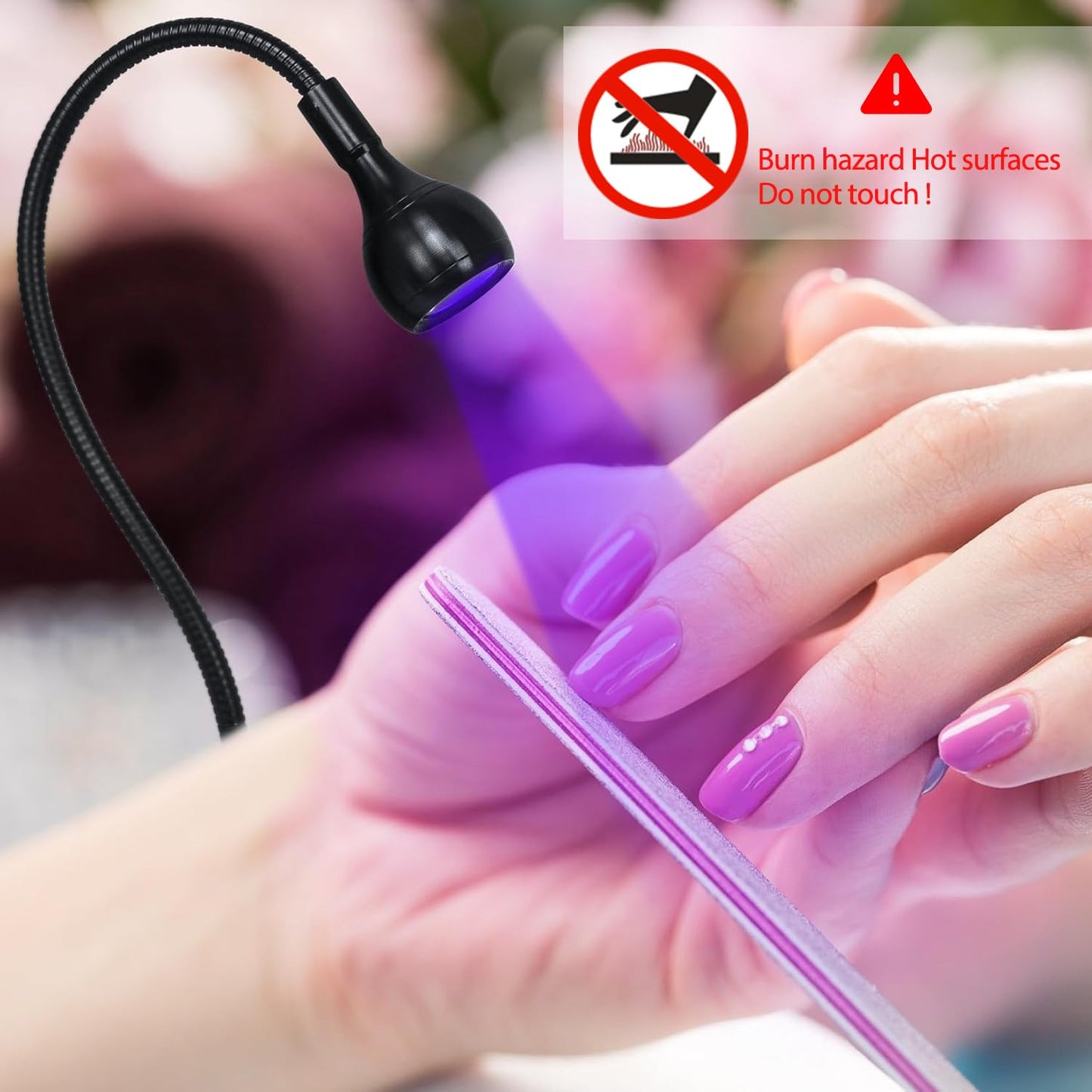 Nail Lamp LED Nail Manicure Dryer Curing Light with Black Gooseneck and Clamp fo