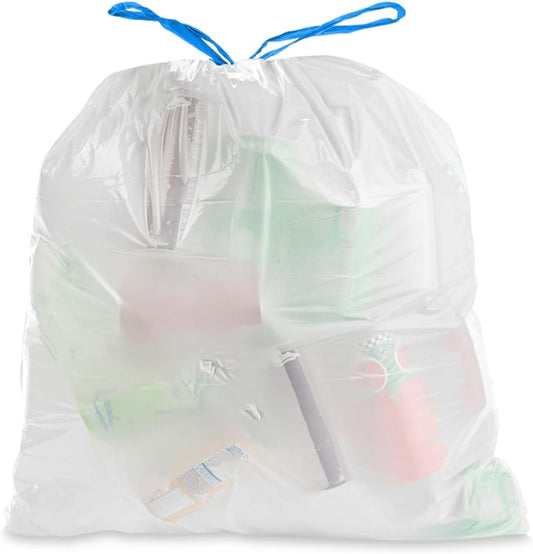 8 Gallon 0.7 MIL White Drawstring Fresh Scented Trash Bags - 22" X 22" - Pack of