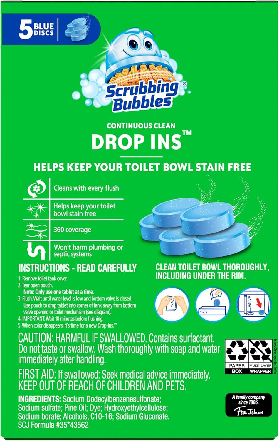 Toilet Bowl Tablets, Continuous Clean Toilet Drop in Discs, Each Tablet Provides