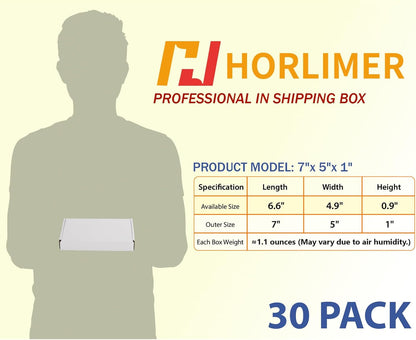 7X5X1 Shipping Boxes Set of 30, White Corrugated Cardboard Mailer Box for Packin