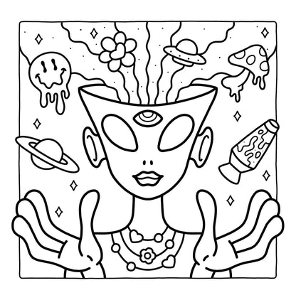 Trippy & Groovy: Psychedelic Coloring Book for Adults Featuring Mushrooms, Alien