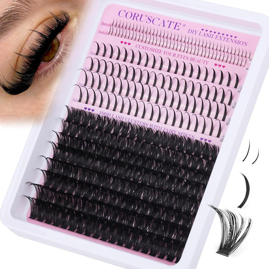 100D Lash Clusters with Bottom Lashes Spikes Eyelash Clusters Multi-Type Individ