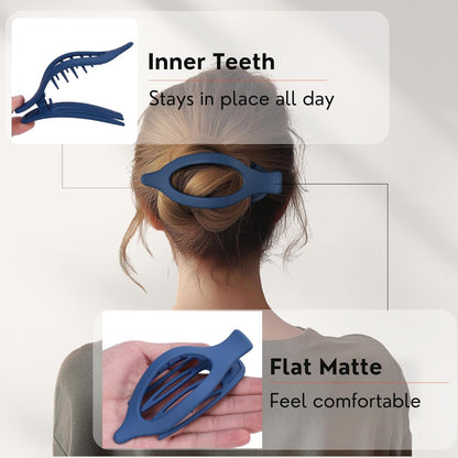 8 Pack Blue Flat Hair Clips – Matte Large French Blue Claw Clips for Women & Gir