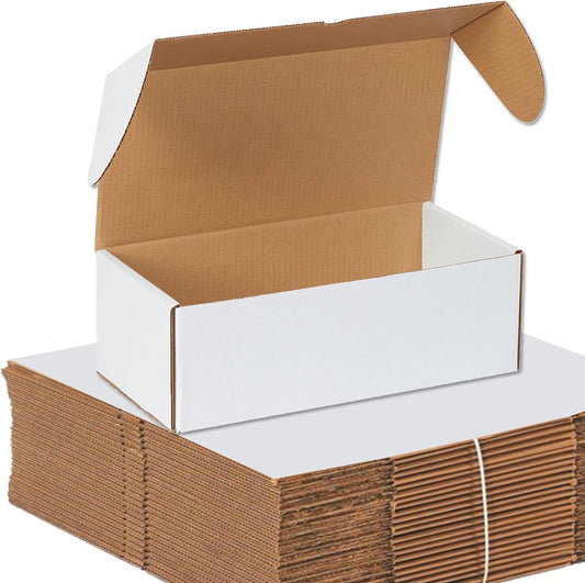 White Shipping Boxes 14.5" X 7.5" X 5" (25-Pack) Foldable & Crush-Proof | Corrug