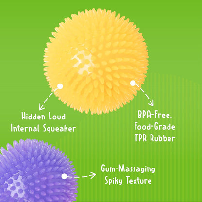4.5” Spiky Squeak & Light Ball Dog Toy - Extra Large, Cleans Teeth and Promotes