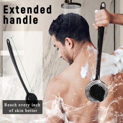 2 Pack Back Scrubber for Shower, 17In Lengthen Long Handle Body Brush, Double Si