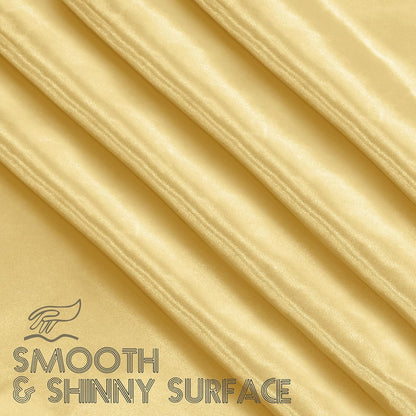 1 Pack 84 Inch / 7Ft round Tablecloth Satin Table Cover, Gold Table Cloth Overla