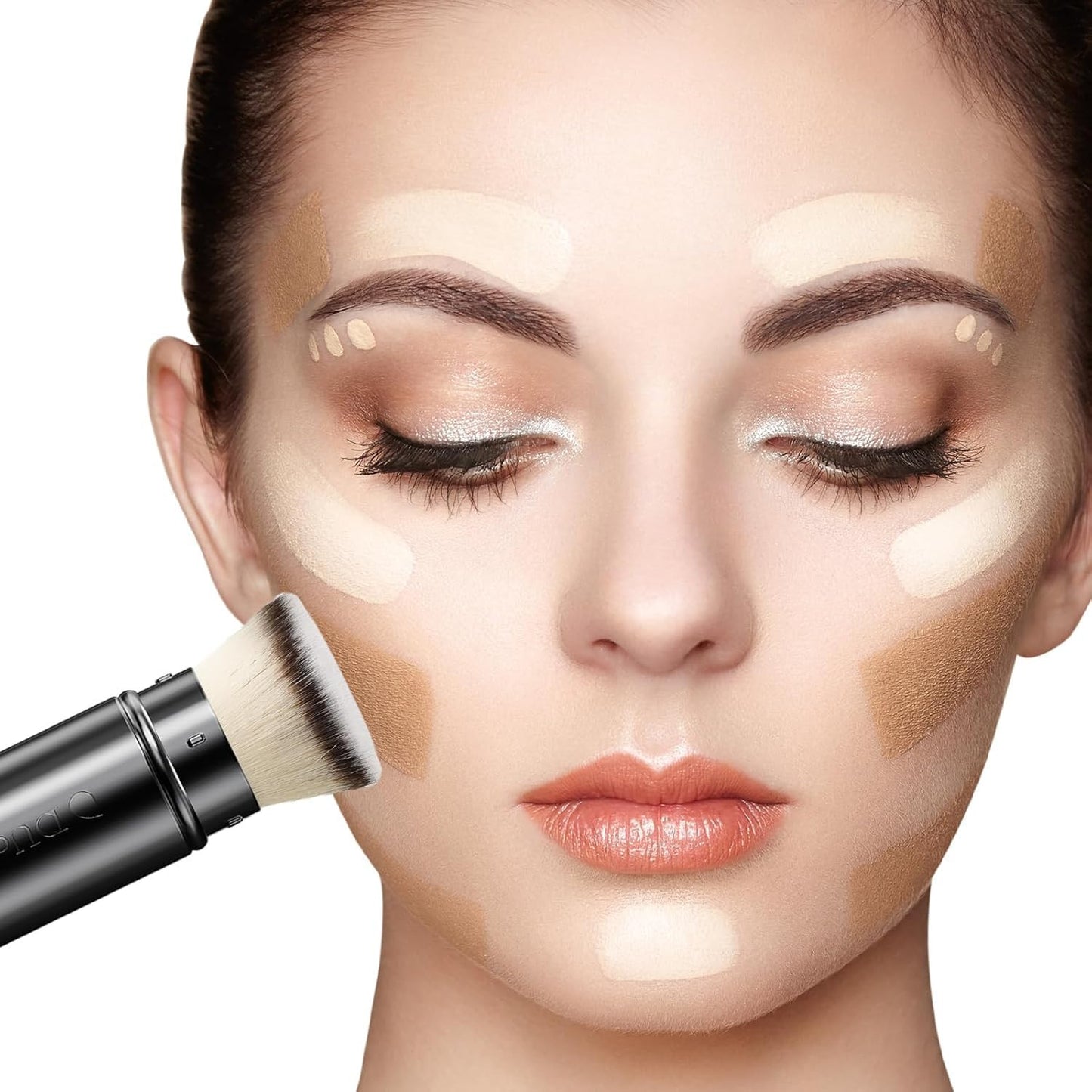 Retractable Foundation Self Tanner Brush Flat Top Kabuki Brush for Liquid, Cream