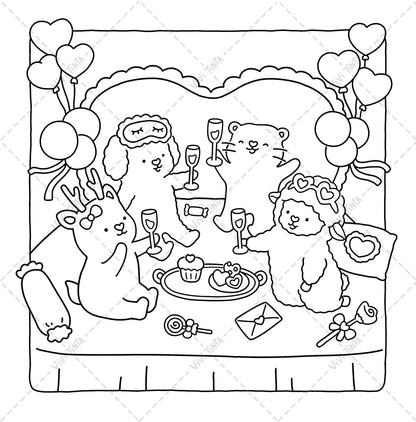 Sweetheart: Coloring Book for Adults & Teens Featuring Adorable Animals Valentin