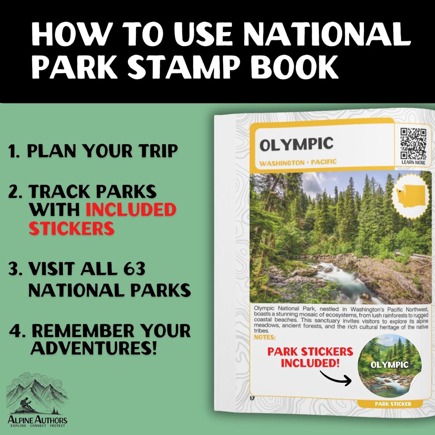 National Parks Stamp Book with Sticker Set: Passport-Sized National Park Book wi