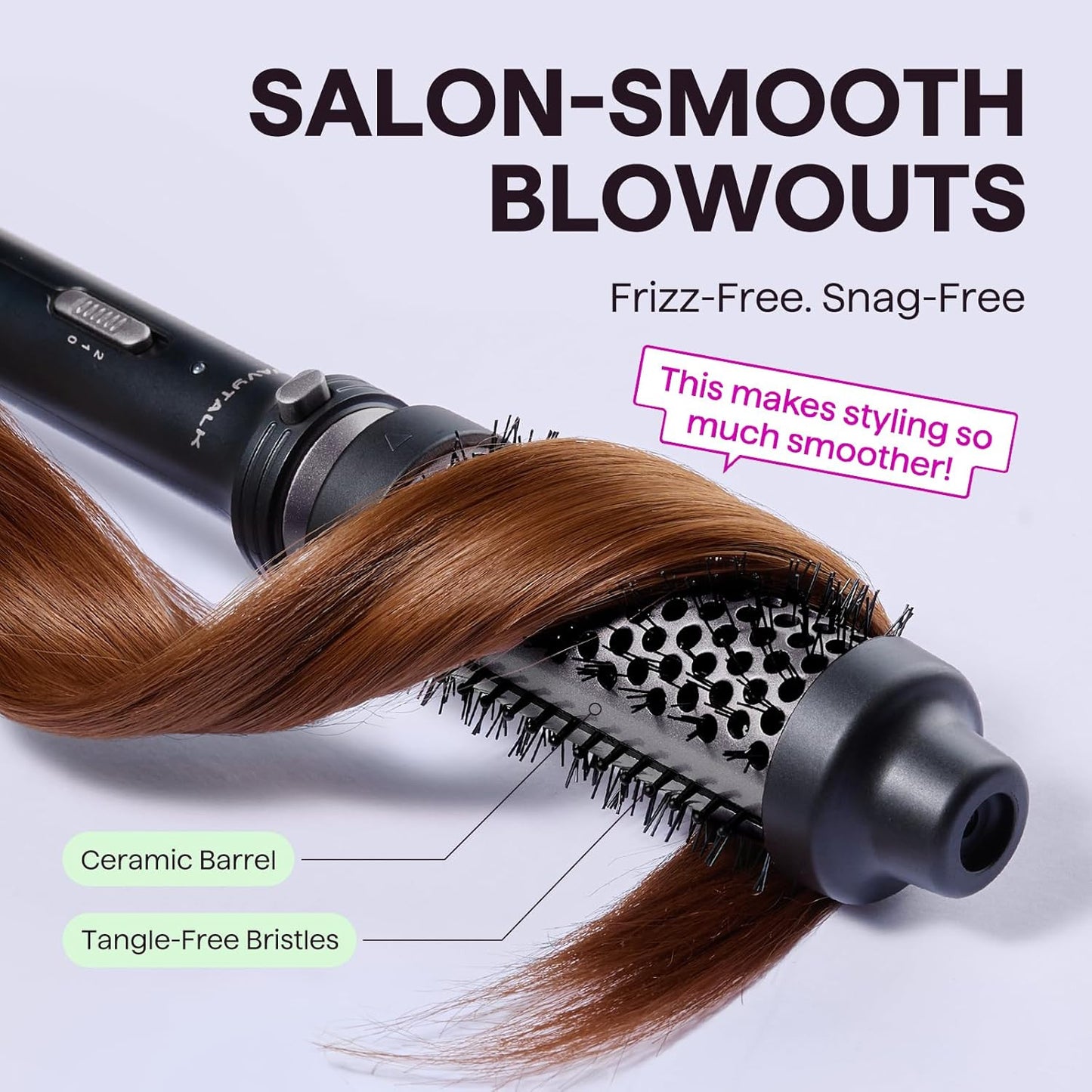 Thermal Brush, 1 1/2 Inch Heated round Brush with Detachable Head, Velvet Pouch