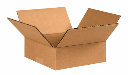 883 Flat Corrugated Cardboard Box 8" L X 8" W X 3" H, Kraft, for Shipping, Packi