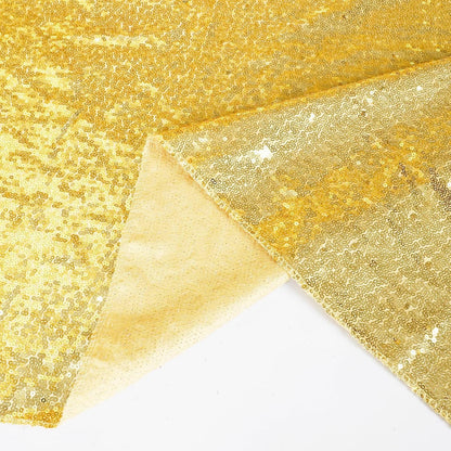 120" round Sequin Tablecloth, Thick Not See through Gold Table Cloth for Wedding