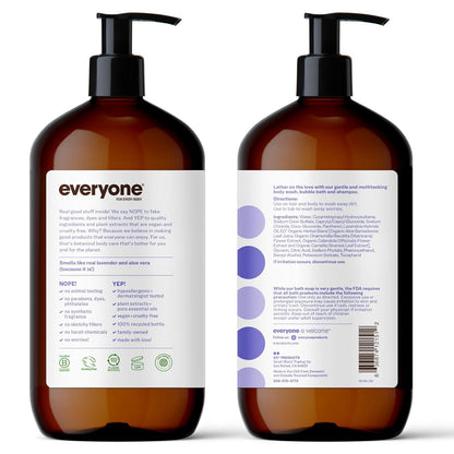3-In-1 Soap, Body Wash, Bubble Bath, Shampoo, 32 Ounce (Pack of 2), Lavender and