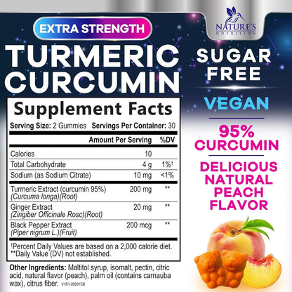 Turmeric Supplement Gummies Sugar Free - Turmeric Curcumin and Ginger Gummies wi