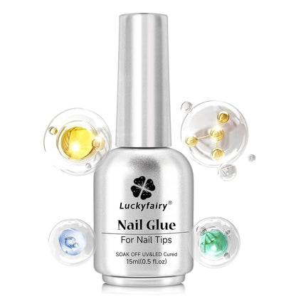 9 in One Nail Glue Gel for Acrylic Nail Tips, Super Strong Long-Lasting, Curing