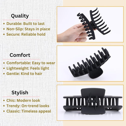 8 Pack White and Black Hair Clips for Women 4.3 Inch Large Hair Claw Clips for W