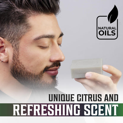 Natural Soap for Men - Mens Soap Bar with Essential Oils Cold Pressed Bar Soap f