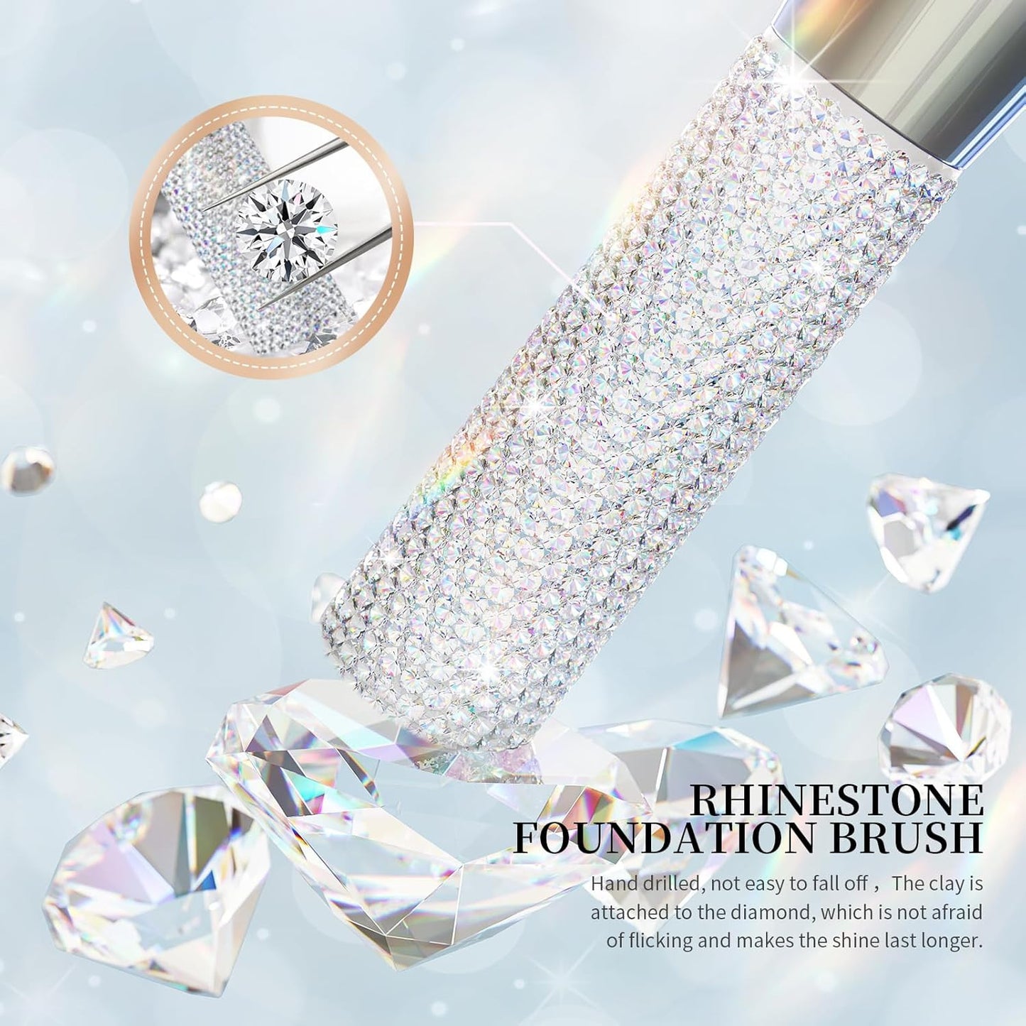 Rhinestone Foundation Brush Diamond Bling Makeup Tanning Brush Flat Top Kabuki B