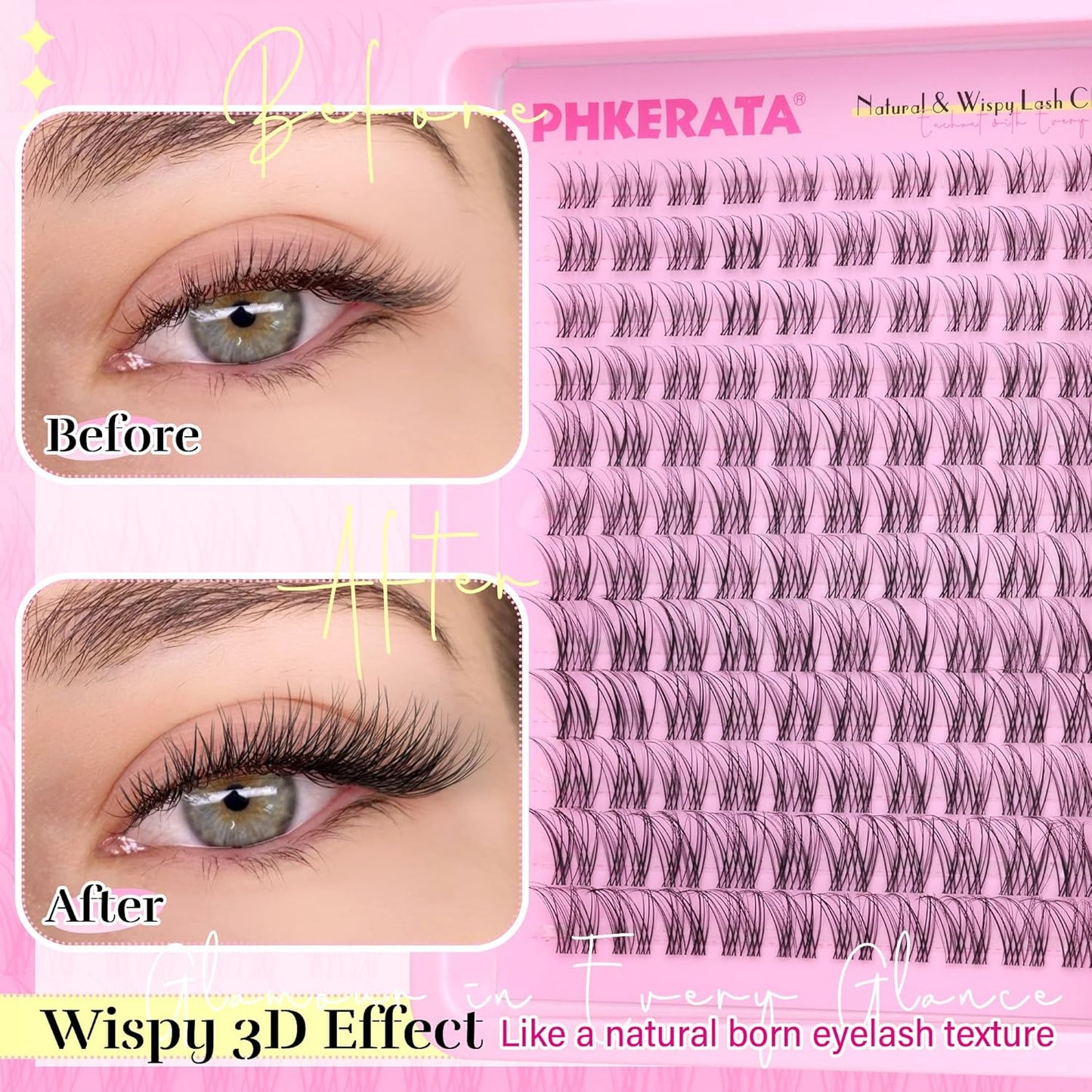 Natural Lash Clusters Invisible Band Eyelash Clusters Wispy Lashes Clusters 120
