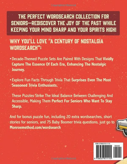 A Century of Nostalgia Large Print Word Search: 100 Retro Wordfind Brain Game Pu