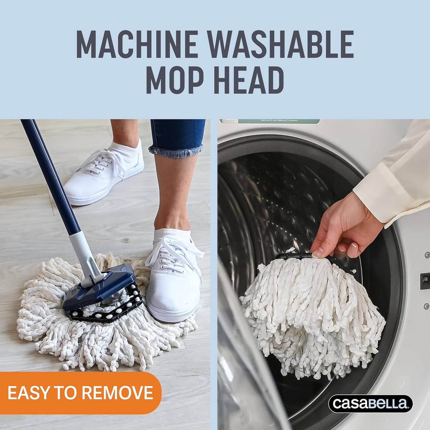 Spin Mop System with Extra Mop Head Refill - Two-Bucket Design with Splash Guard