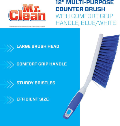 12" Multi-Purpose Counter Brush with Comfort Grip Handle, Blue/White
