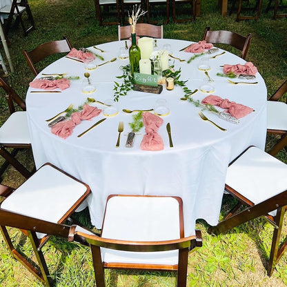 10 Pack White round Tablecloths, 120 Inch Stain Resistant and Wrinkle Polyester