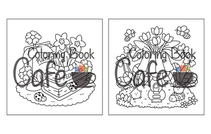 Tiny Gardens: Cute & Comfy Coloring Book for Adults and Teens Featuring Adorable