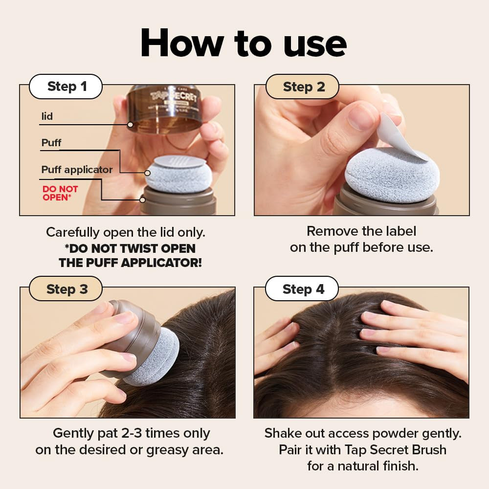 Tap Secret Dry Shampoo Powder with Biotin - Tap Secret Dark Brown | Strengthenin