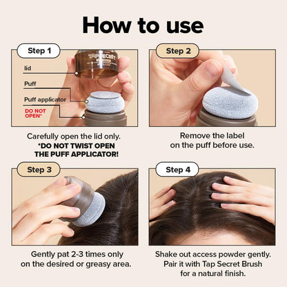 Tap Secret Dry Shampoo Powder with Biotin - Tap Secret Dark Brown | Strengthenin