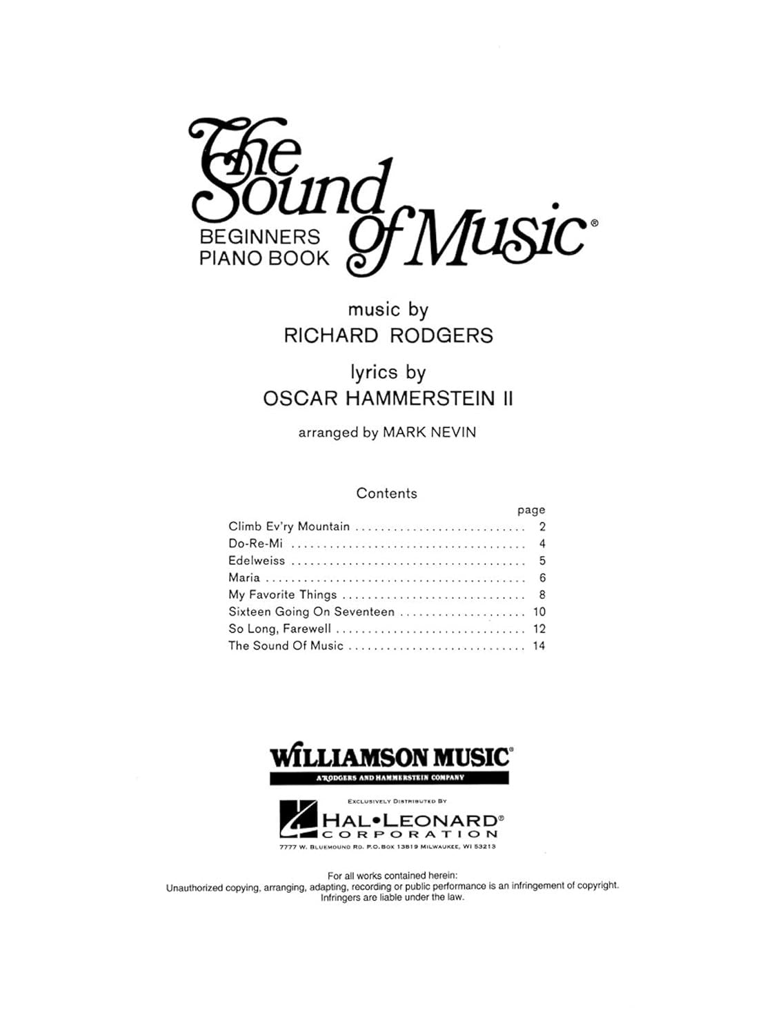 The Sound of Music Beginner'S Piano Book | Easy Piano Sheet Music for Piano, Voc