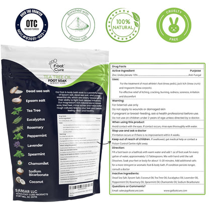 Tea Tree Oil Foot Soak with Epsom Salt - Best Toenail Fungus Treatment, Athletes
