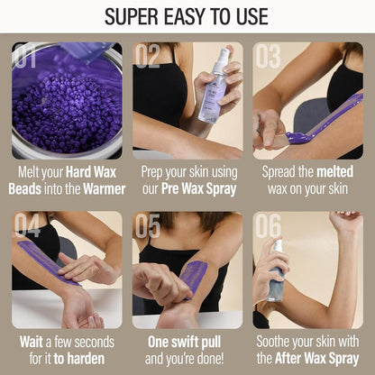 Waxing Kit for Sensitive Skin – Safe for Face & Skin, Prep & Aftercare Spray, Ea