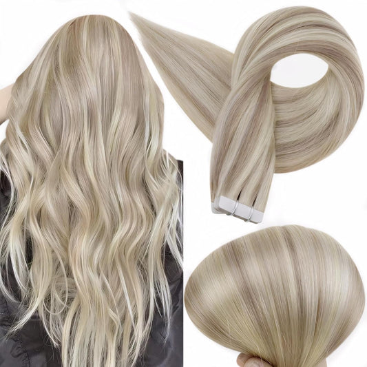 Tape in Hair Extensions Human Hair 18 Highlight 613 Blonde Tape Ins Human Hair 1