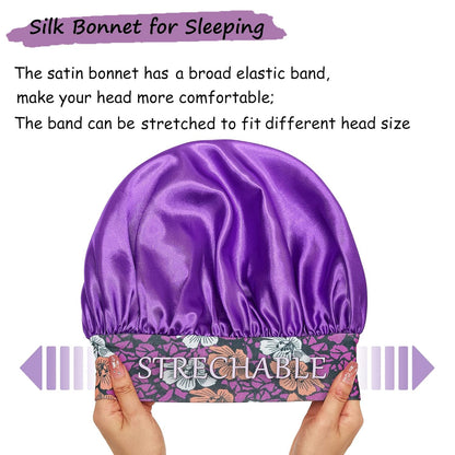 3 Pack Satin Bonnet Silk Hair Bonnet for Sleeping, Sleep Bonnets for Women Large