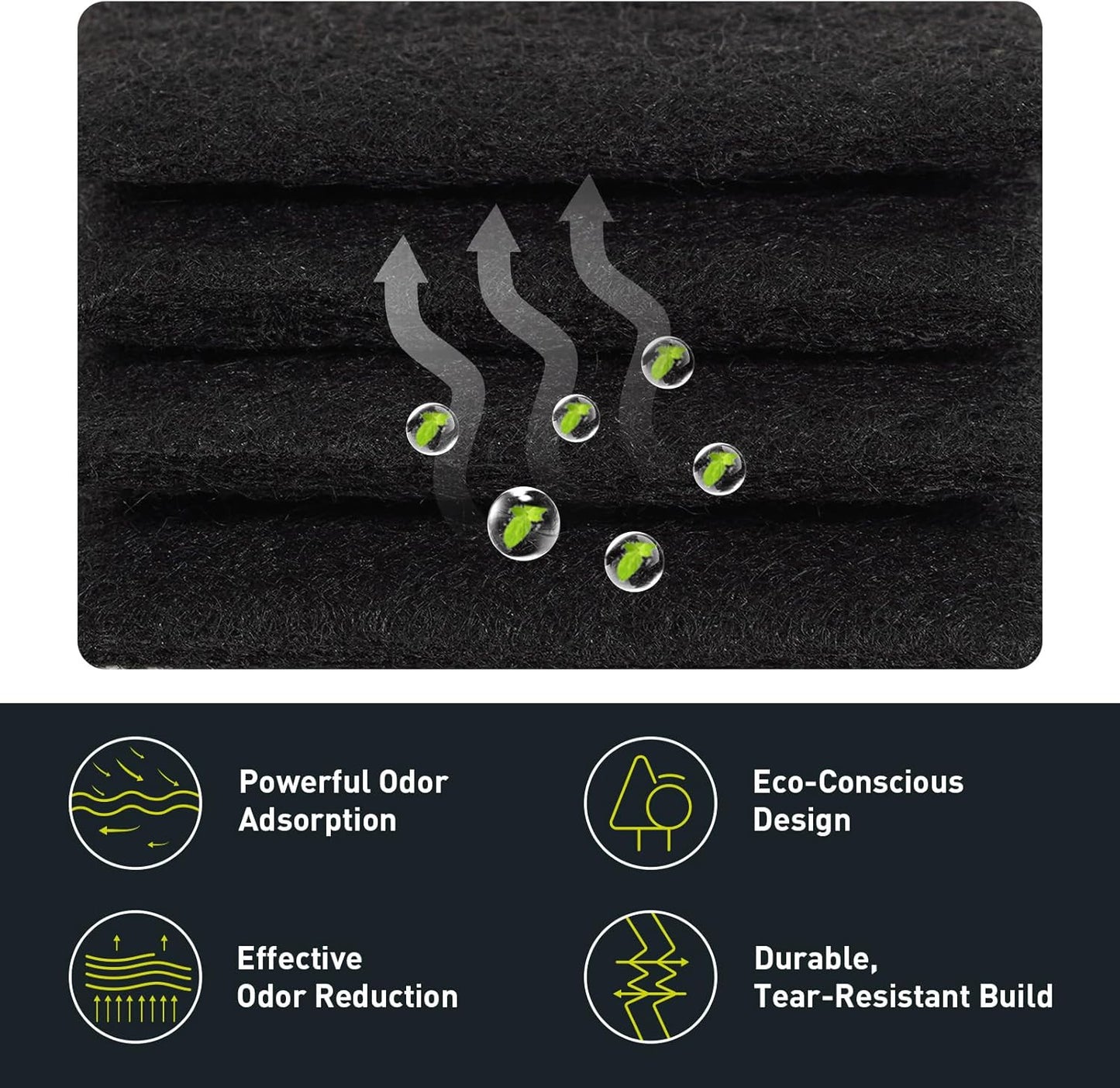 Trash Can Odor Filter Refills for Trash Can and Compost Bin, Activated Charcoal