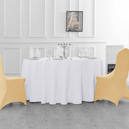 6 Pack White round Tablecloths 120 Inches Table Cloth Stain and Wrinkle Resistan