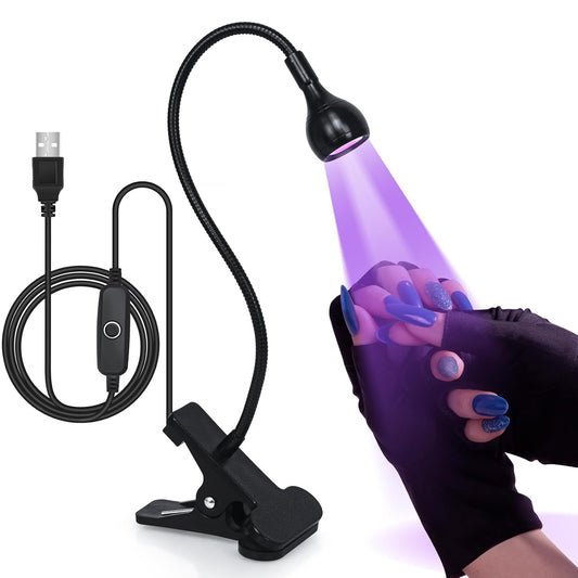 UV LED Nail Lamp with UV Protection Gloves, 3W LED Nail Manicure Dryer Curing Li