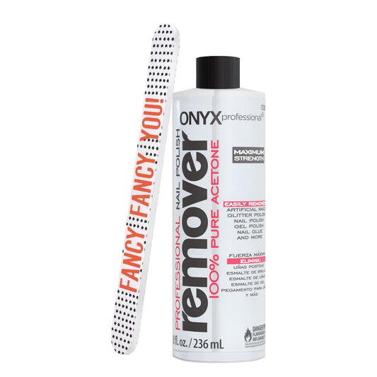 100% Pure Acetone Nail Polish Remover Kit with 7 Inch Nail File, 8 Fl Oz - Made