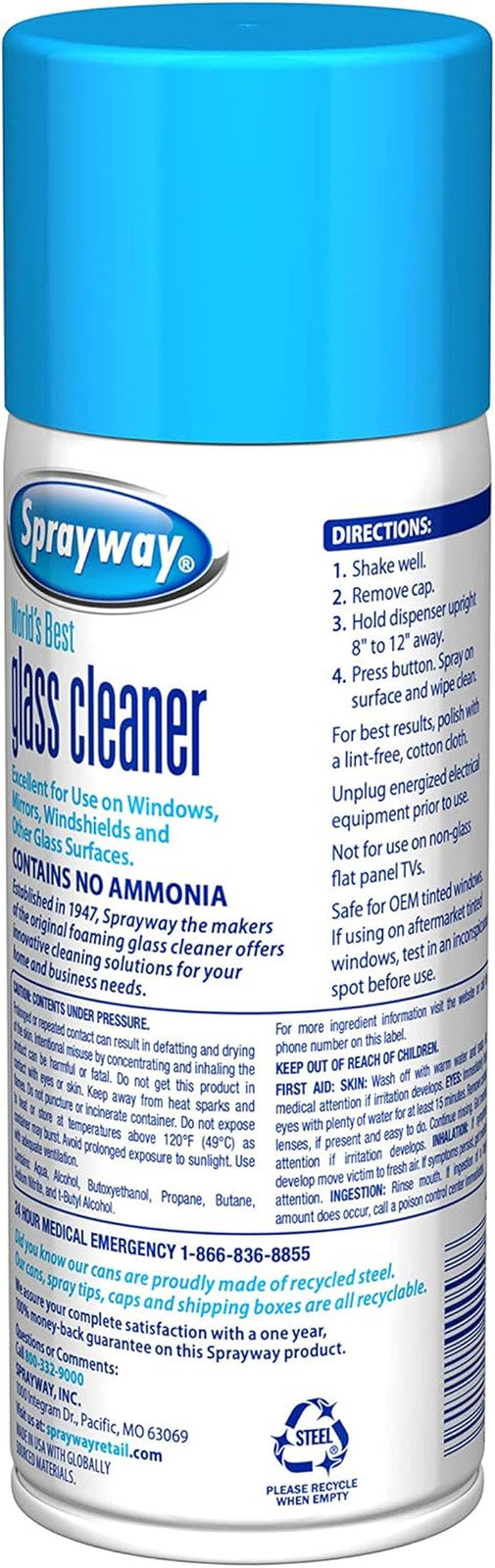 Ammonia-Free Glass Cleaner, Foaming Action - Streakless Shine, 15 Ounce (Pack of
