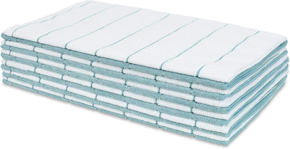 the Clean Store 79289 Microfiber Kitchen Towels, Topaz/White, 15"X25", 12 Pack