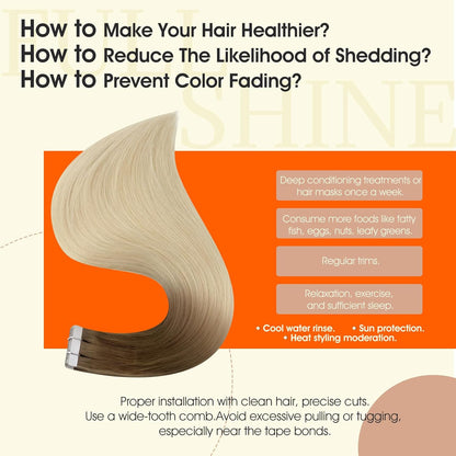 Tape in Hair Extensions Human Hair Brown to Platinum Blonde Tape in Extensions H