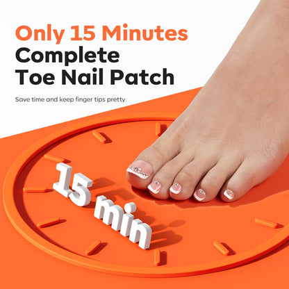 Toe Nail Tips Short Square Soft Gel Tips Squoval Fake Toe Nails Matte Full Cover