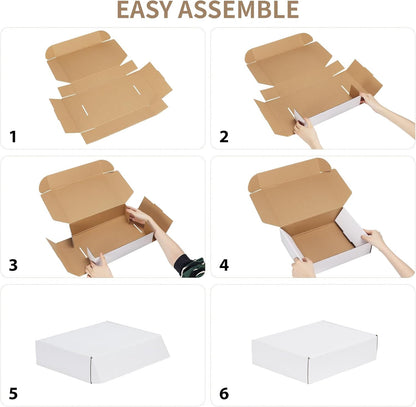30 Pack 7X7X2 Shipping Boxes, White Corrugated Cardboard Mailer Box for Packing
