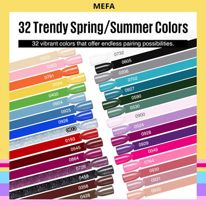 35 Pcs Gel Nail Polish Set, 32 Colors Spring Collection Gel Nail Polish Pink Gre